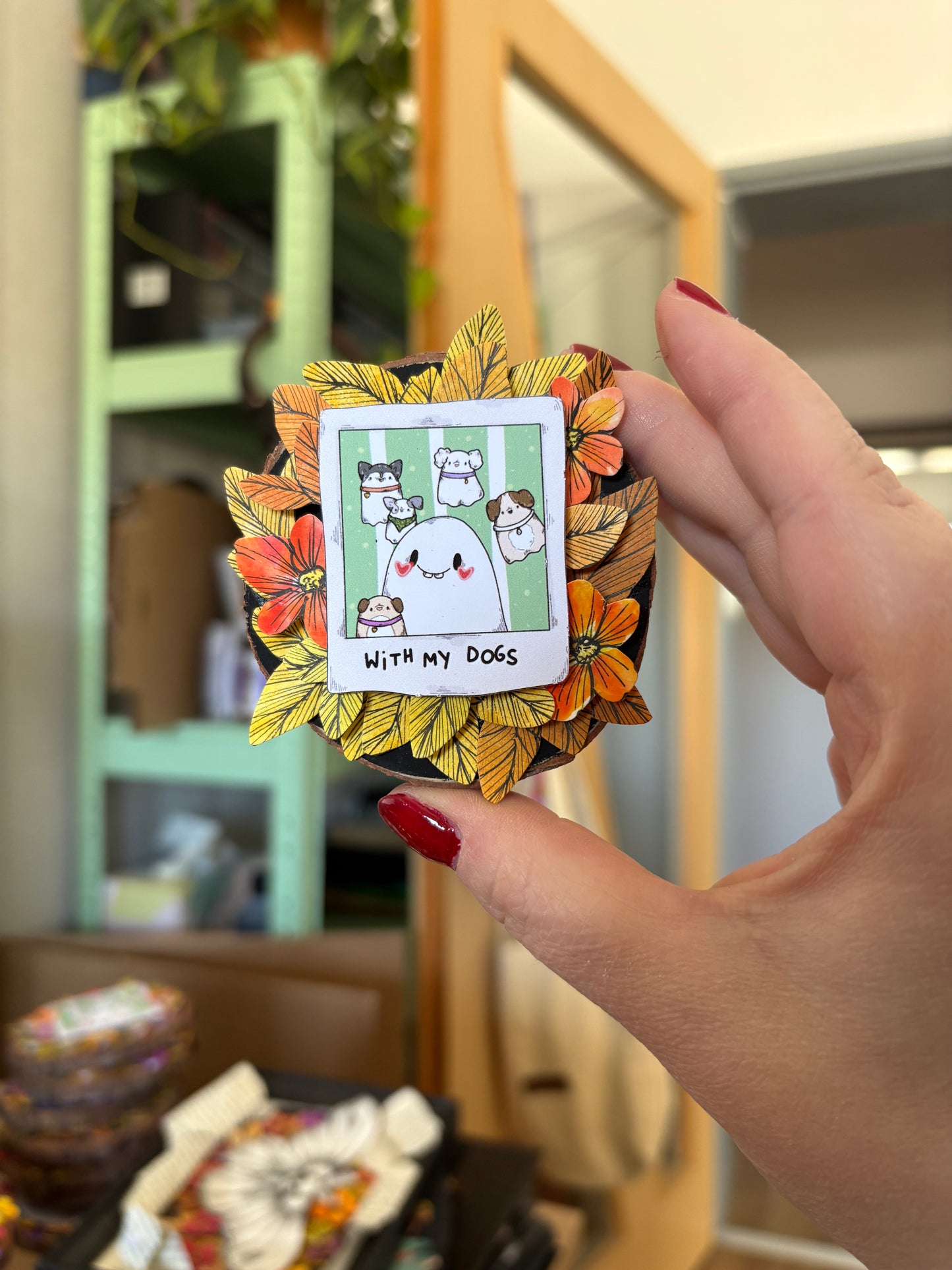 Holzmagnet - "With my Dogs" #1