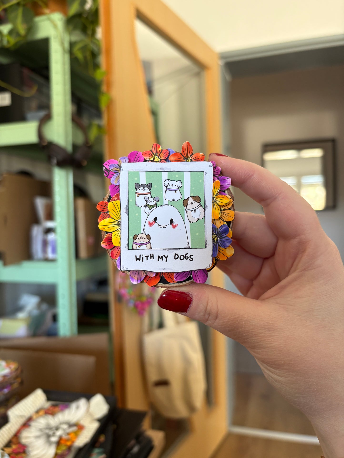 Holzmagnet - "With my Dogs" #3