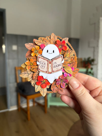 Holzmagnet - "Fck off I'm reading"