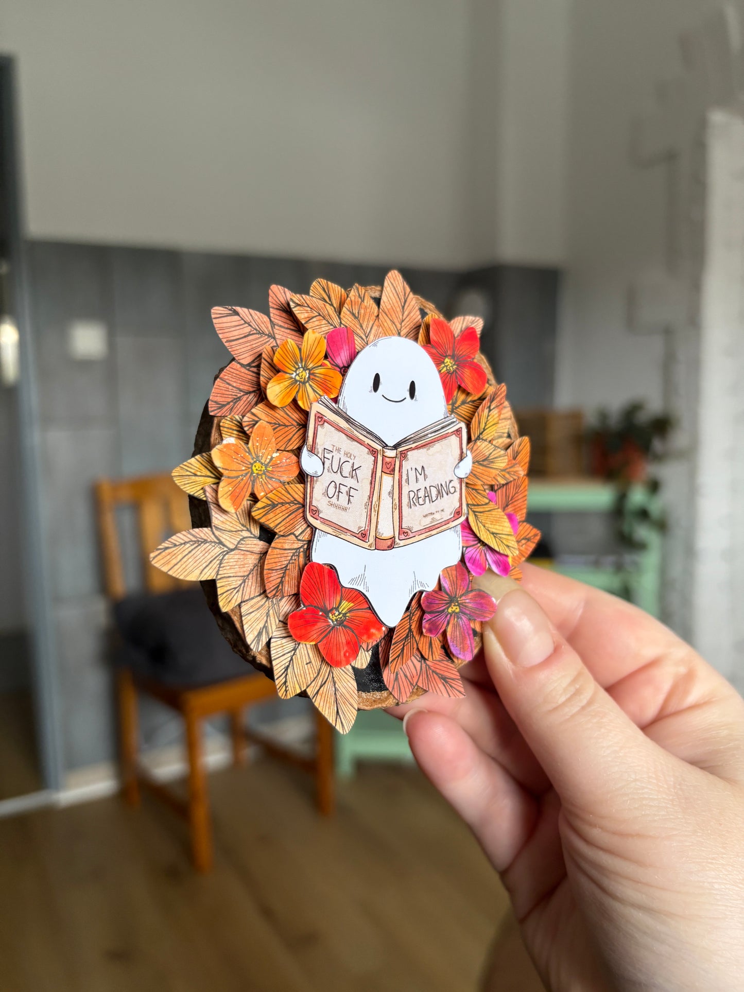 Holzmagnet - "Fck off I'm reading"