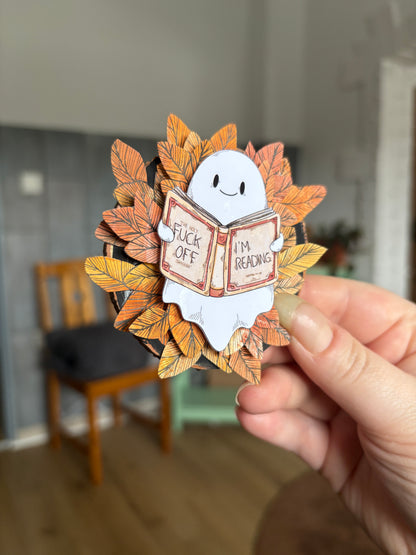 Holzmagnet - "Fck off, I'm reading" #2