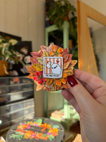 Holzmagnet - "Me with my Cat"