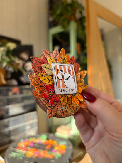 Holzmagnet - "Me with my Cat"