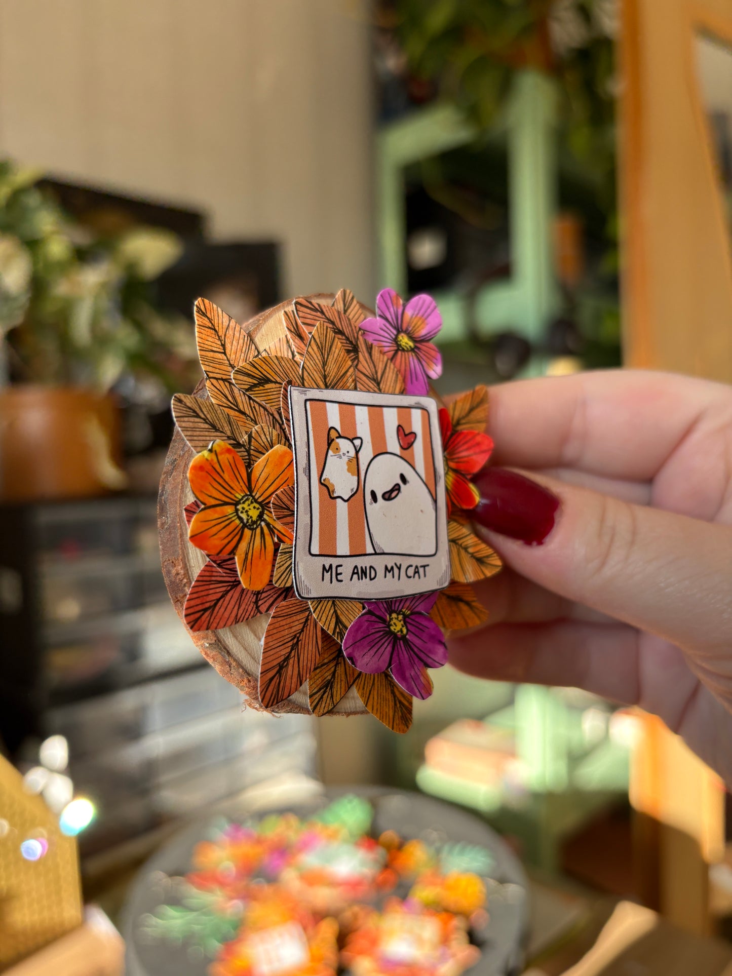 Holzmagnet - "Me with my Cat" #2