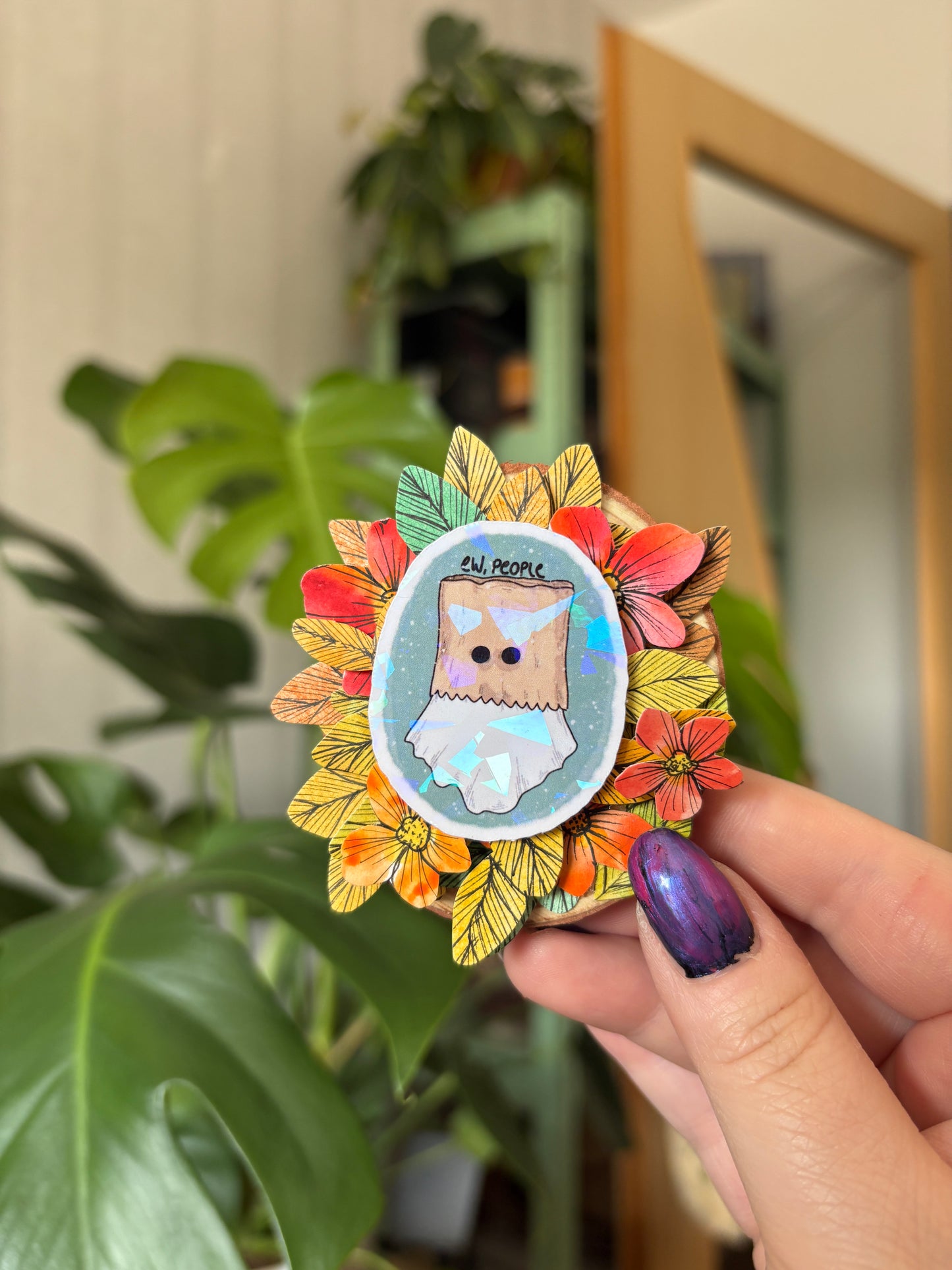 Holzmagnet - "Ew People" (Glitzer)