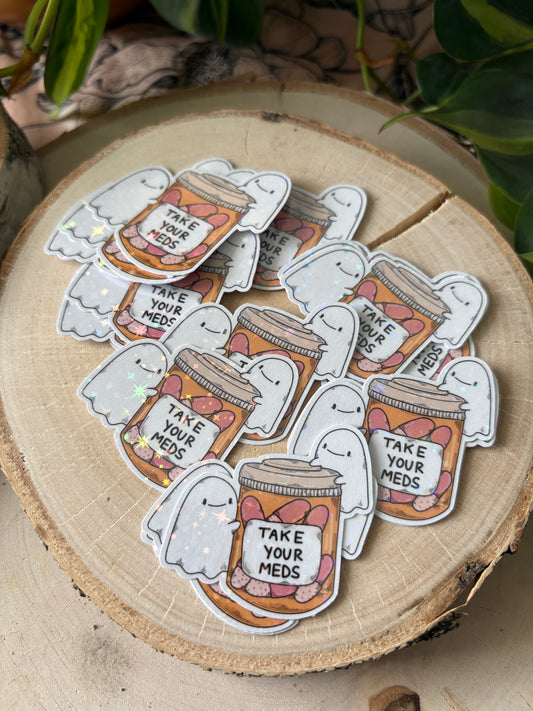 Sticker- "Take your Meds" (glitzer)