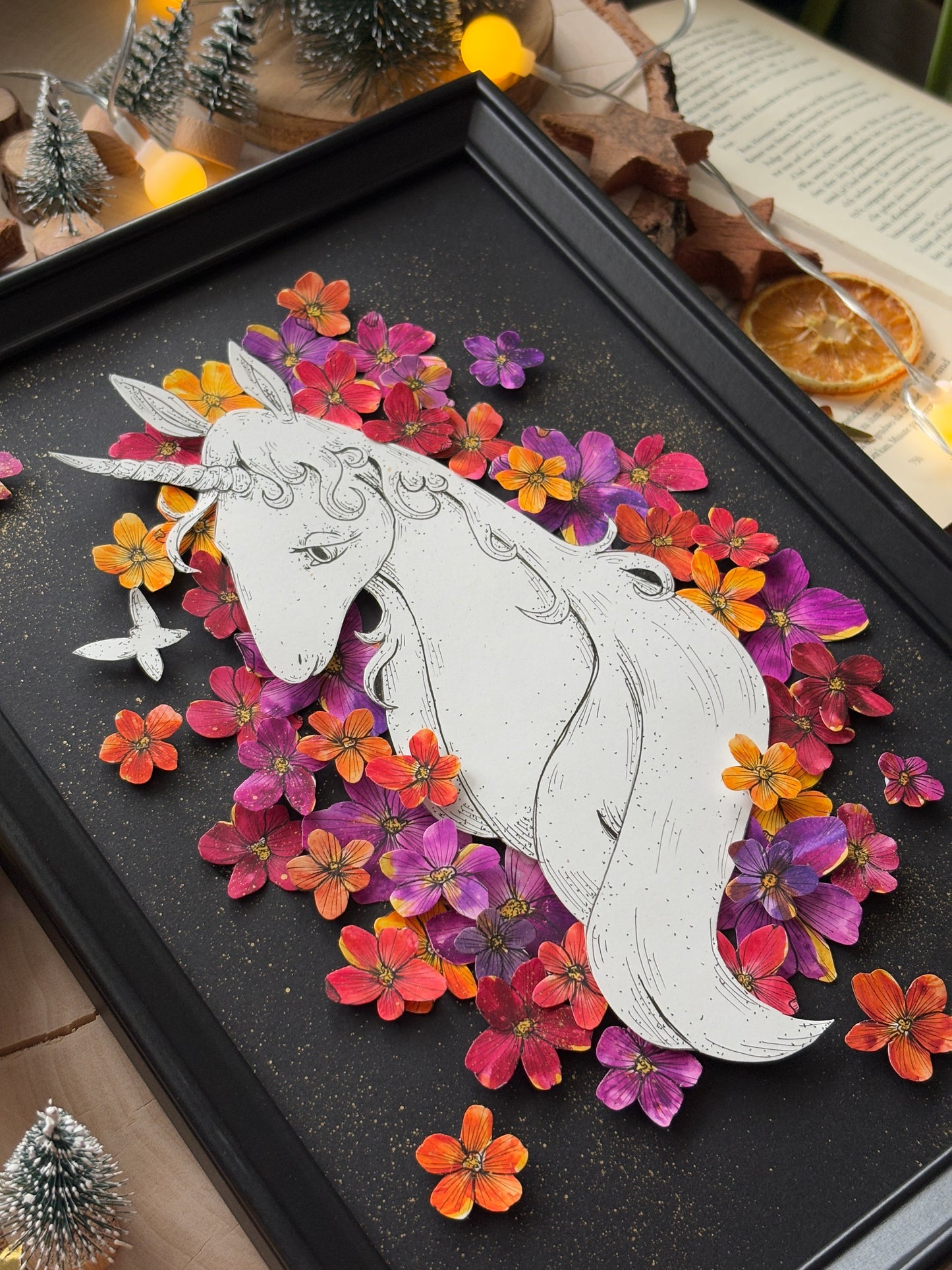 Artframe - Last Unicorn in Flowers  (DIN A4)