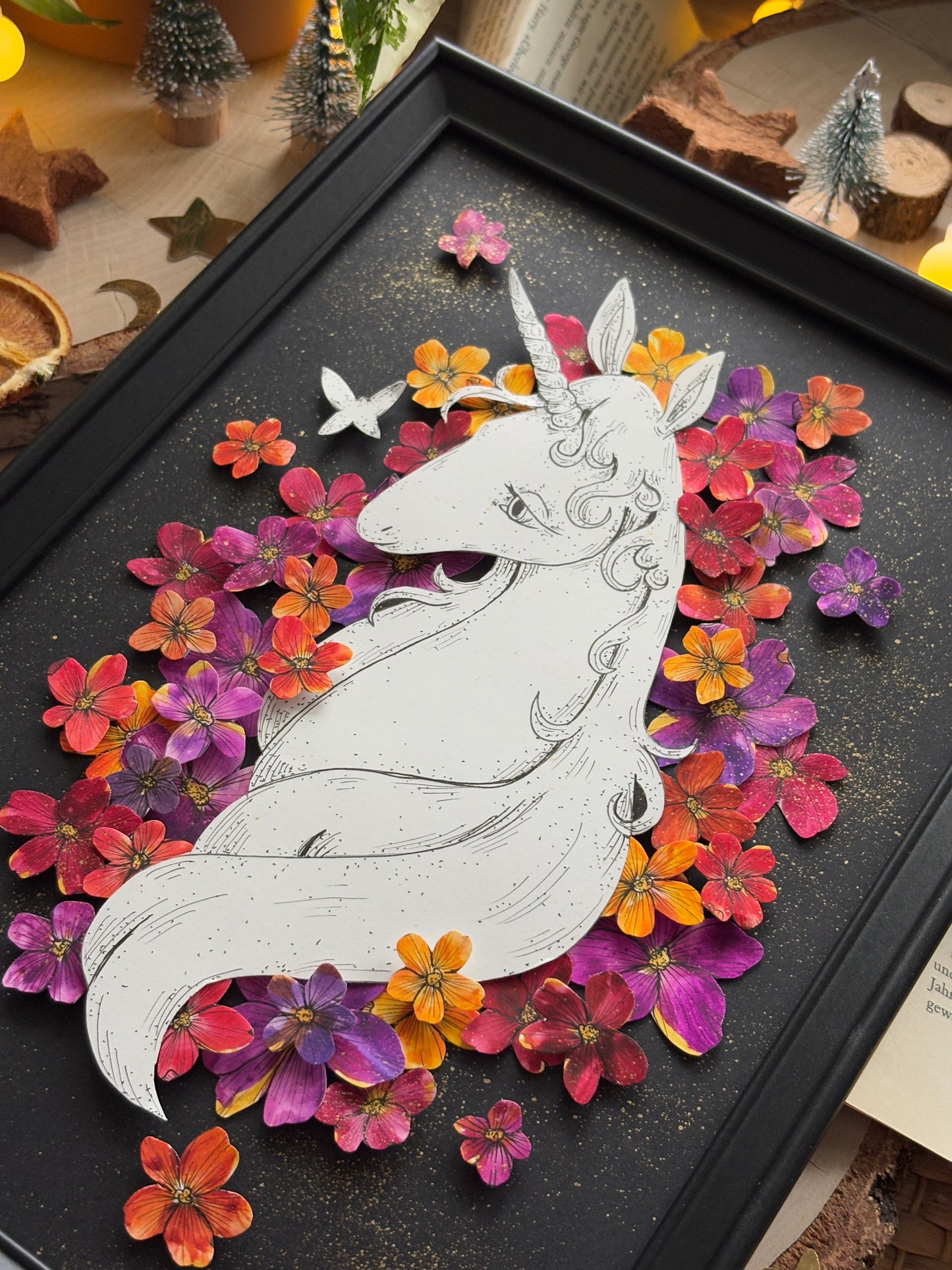 Artframe - Last Unicorn in Flowers  (DIN A4)
