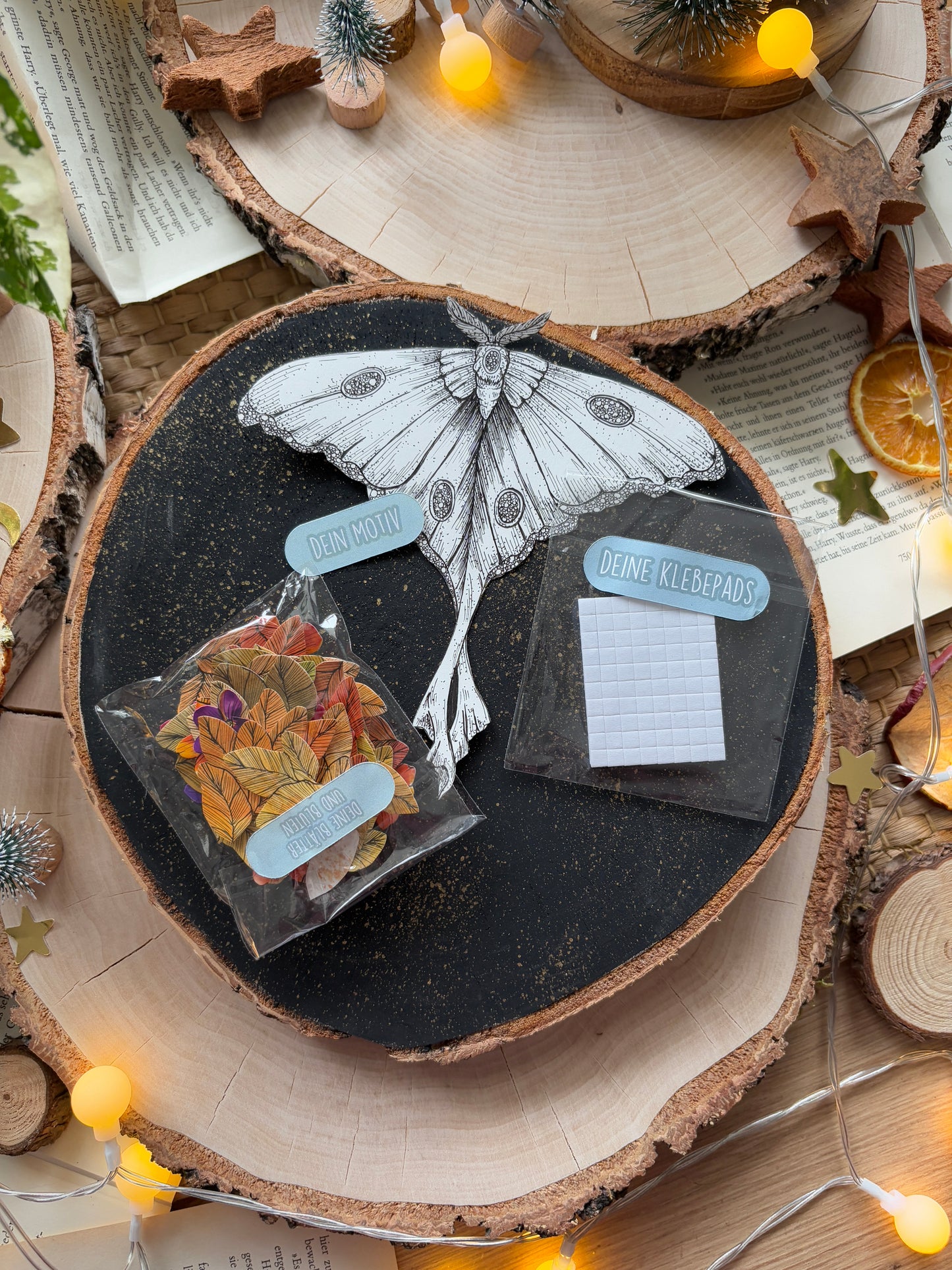 DIY Pop-Up-Kit "Motten-Liebe #2" (23cm Holzscheibe) (Kopie)